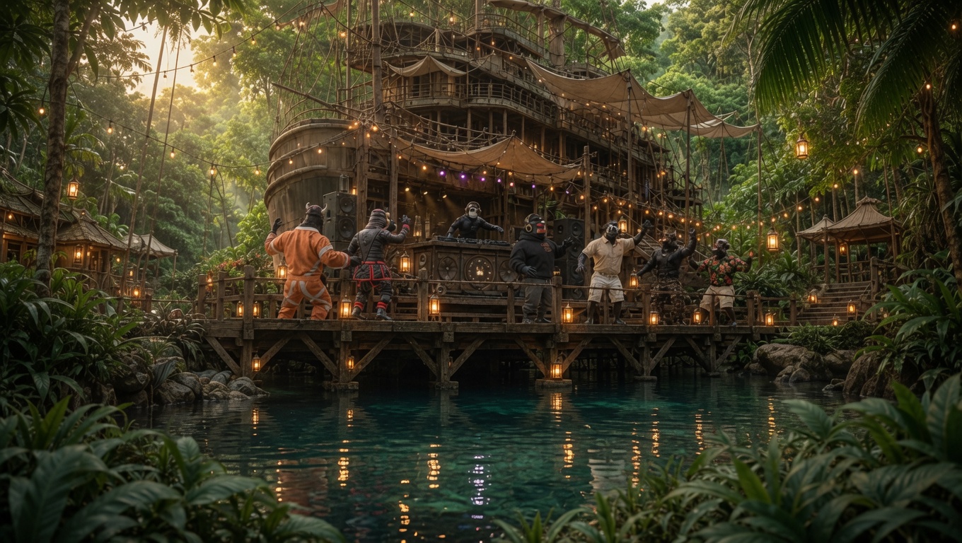 Club Banana gathering in a tropical jungle venue