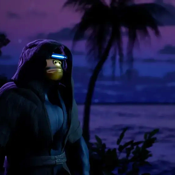EAPES avatar on a moonlit tropical beach