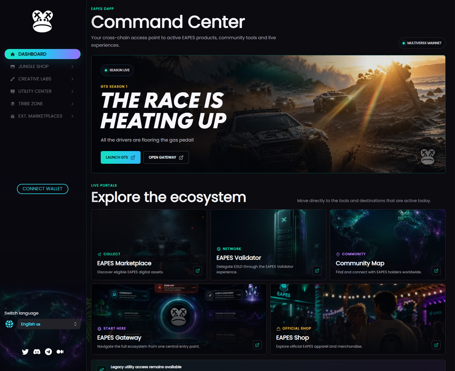 EAPES dApp command center dashboard